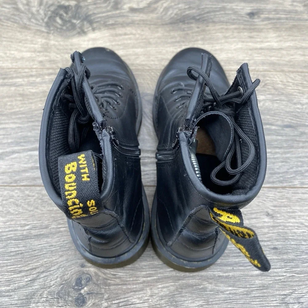 Dr Doc Martens Youth Boots Size 3 Black Ankle‎ Lace Up Side Zip